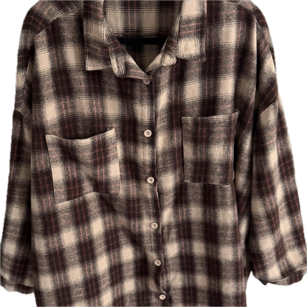 Boohoo Brown and Tan Women’s Flannel